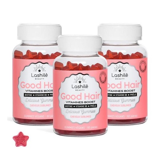 Trois bouteilles de Lashilé Beauty Pack 3 mois Good Hair Beauté