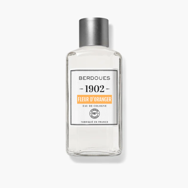 Un flacon d'Eau de Cologne Fleur d'Oranger Berdoues 125 ml présentant un bouchon gris