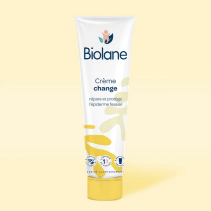 Biolane Crème change Bébé Tube 100 ml sur fond jaune