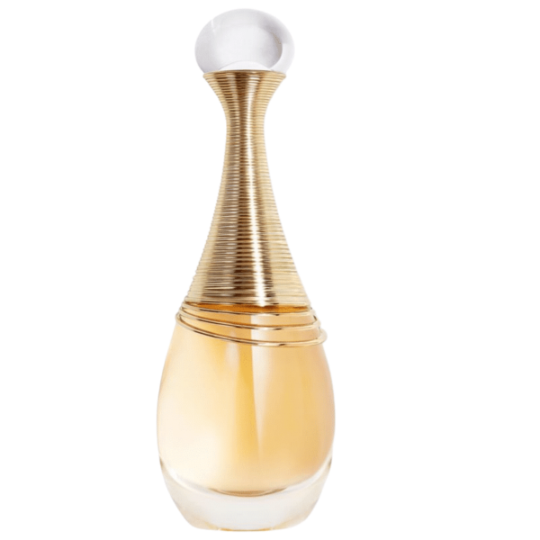 Flacon d'Eau de Parfum pour femme DIOR J'adore au design élégant de 30 ml avec un col doré et un capuchon rond transparent