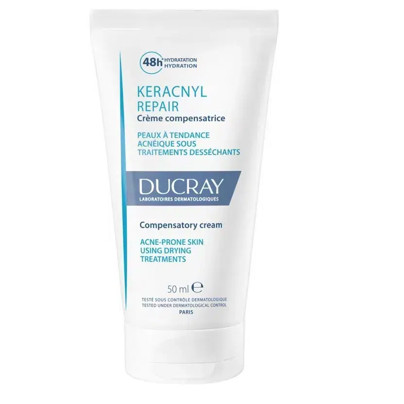 Tube blanc de Ducray Keracnyl Repair Crème Compensatrice pour peaux à tendance acnéique