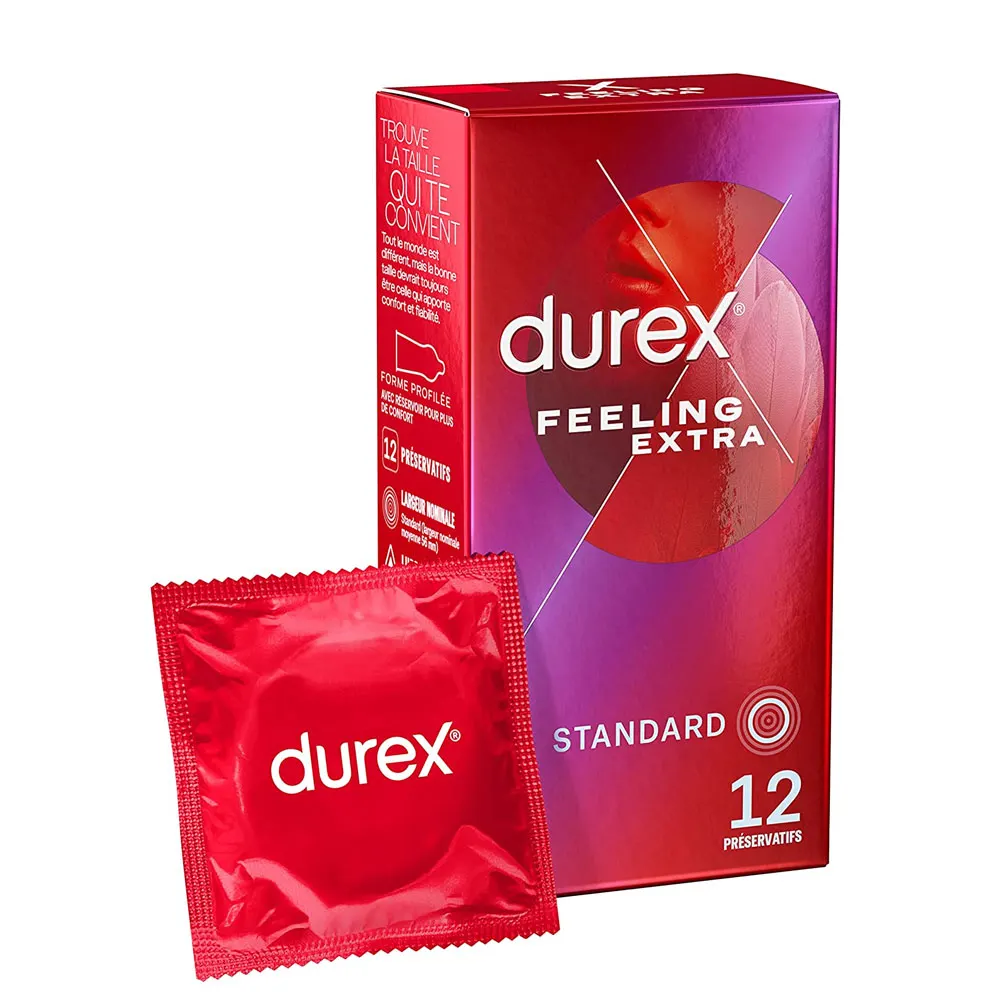 Une boîte de Durex Feeling Préservatifs Extra Fins Et Extra Lubrifiants Boite de 12