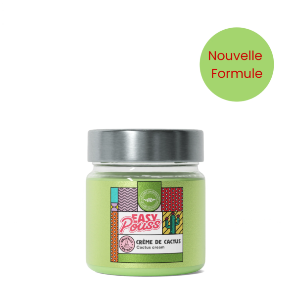 Un pot de 200 ml de Easy Pouss Crème de Cactus avec un couvercle vert et une étiquette affichant « Nouvelle Formule ». dakar