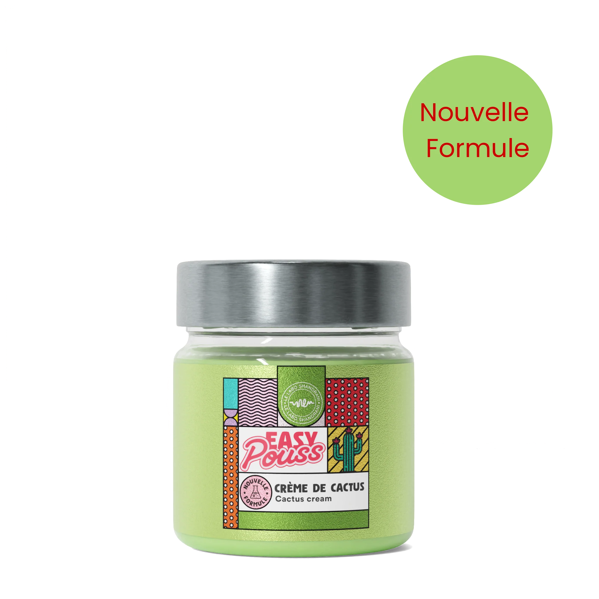 Un pot de 200 ml de Easy Pouss Crème de Cactus avec un couvercle vert et une étiquette affichant « Nouvelle Formule ». dakar