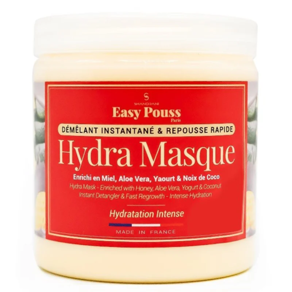 Un pot de 250 ml d’Easy Pouss Hydra Masque Pour Cheveux au Yaourt et à L’Aloe Vera