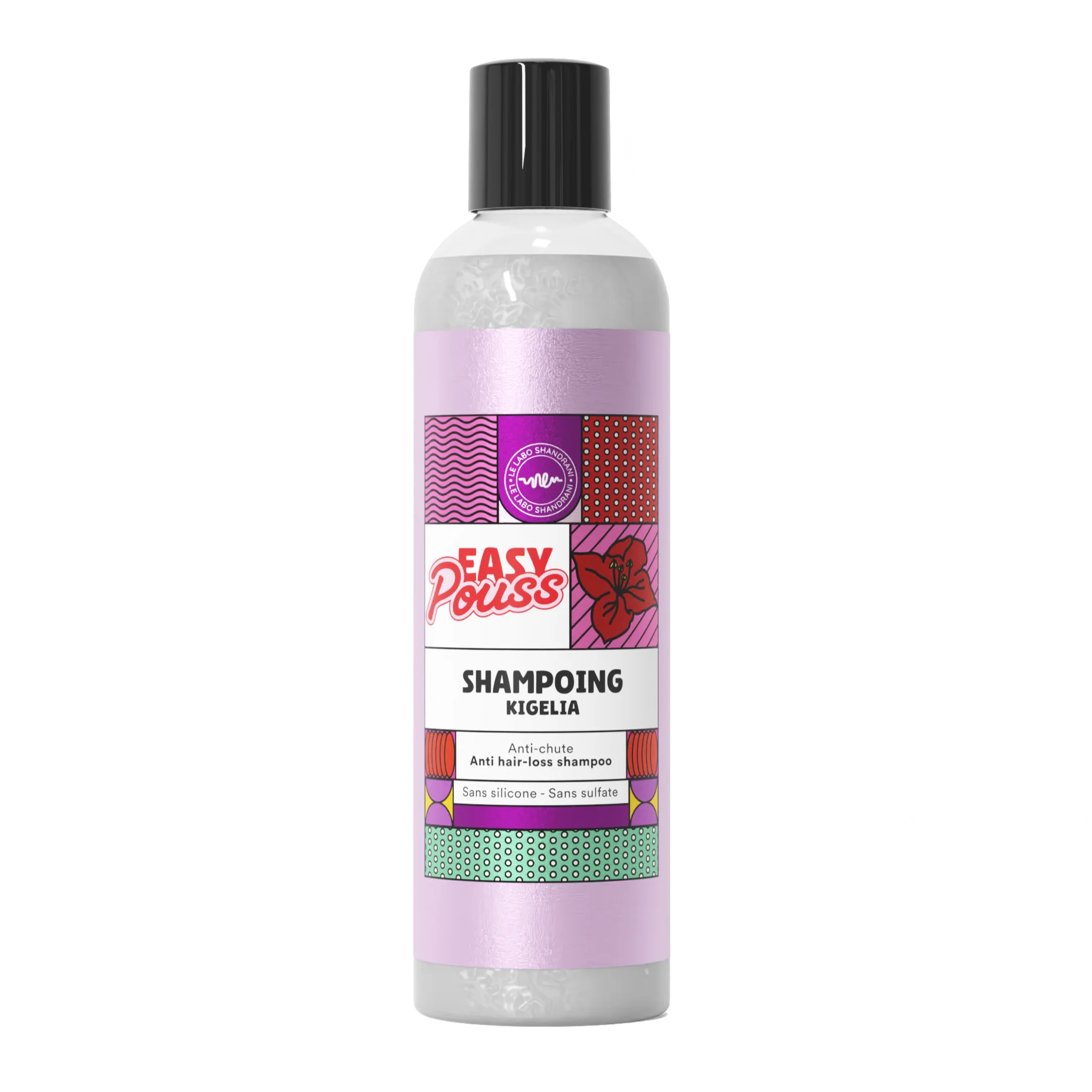 Flacon de Shampoing Vitaminé Easy Pouss 250 ml avec une étiquette rose