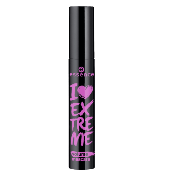 Le Mascara Noir I Love Extrême Volume 01 Waterproof 12 ml d'Essence Cosmetics présente un tube noir élégant avec un lettrage rose audacieux qui met en valeur le nom de la marque « essence » et loue le pouvoir volumateur du produit, capturant l'esprit vibrant de Dakar. Dakar