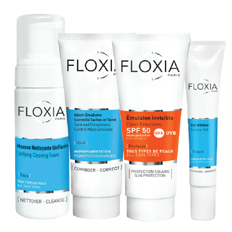 Découvrez quatre essentiels de soins Floxia Soins Visage Unifiant Anti Tache et Hydratant (Tache Brunes - Mélasma - Teint Irrégulier)