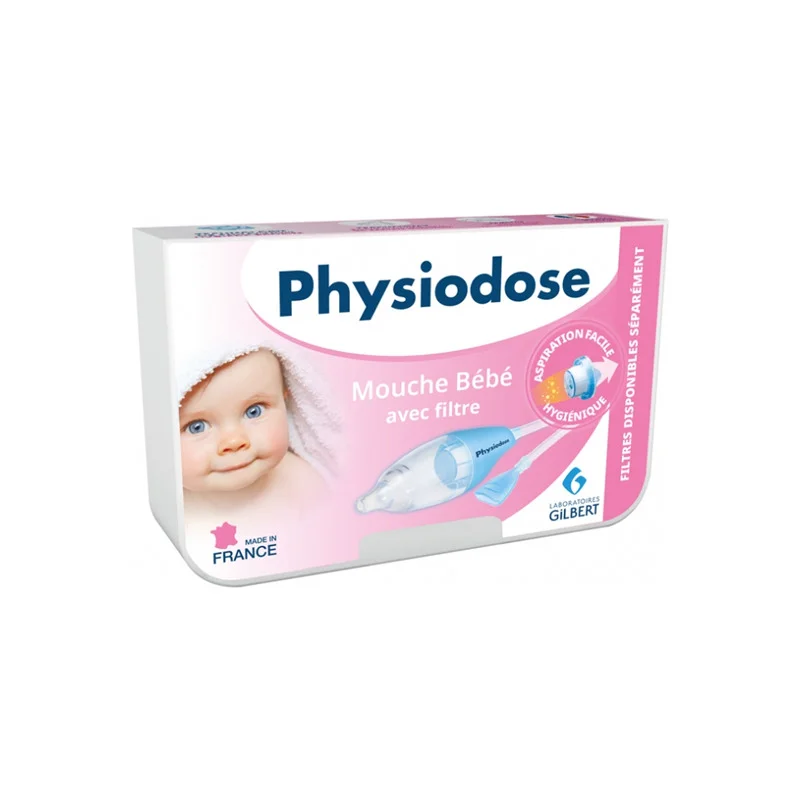 Coffret de Gilbert Physiodose Mouche Bébé par Aspiration avec Filtre représentant une image de bébé et le produit affiché sur le devant. dakar