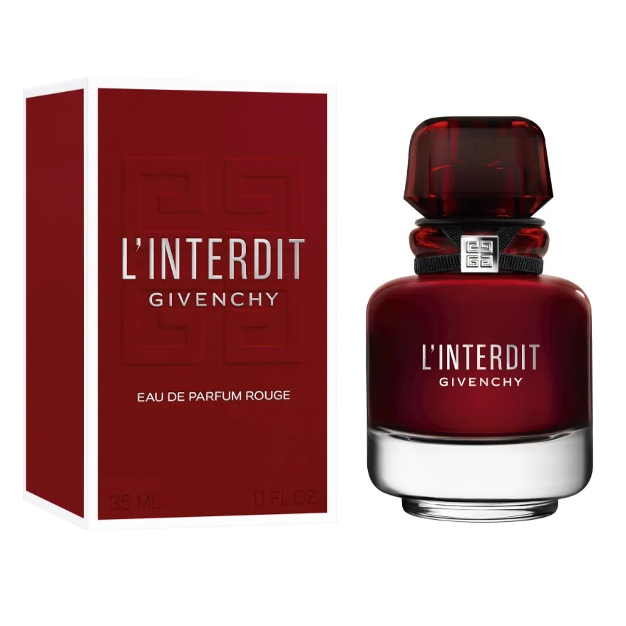 Un flacon de GIVENCHY L’Interdit Rouge Eau de Parfum pour femme 35 ml