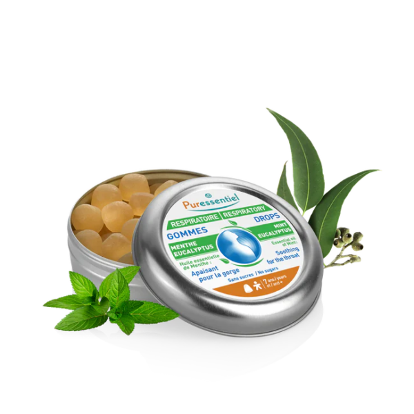 Boîte de Puressentiel Gommes Menthe-Eucalyptus Respiratoire Apaisant pour la gorge 40 g