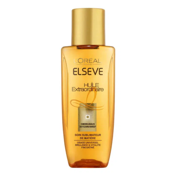 Flacon de L'Oréal Elseve Huile Extraordinaire Universelle 50 ml de couleur or avec un bouchon doré