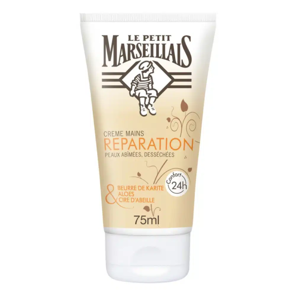 Un tube de 75 ml de crème mains Le Petit Marseillais Crème Mains Réparation Karité