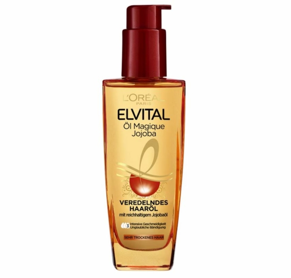 Un flacon d'Huile extraordinaire au jojoba Elvital de L'Oréal Paris de 100 ml