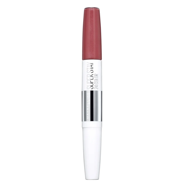 Découvrez le Rouge à lèvres 24h Super Stay de Maybelline New York en 185 Rose Dust : un rouge à lèvres à double extrémité combinant un rouge à lèvres rose foncé d'un côté et un gloss transparent de l'autre. S'inspirant de l'énergie vibrante de Dakar, son design met en valeur un centre blanc et argent mis en valeur par le texte « SuperStay 24 Color » bien en évidence. Dakar