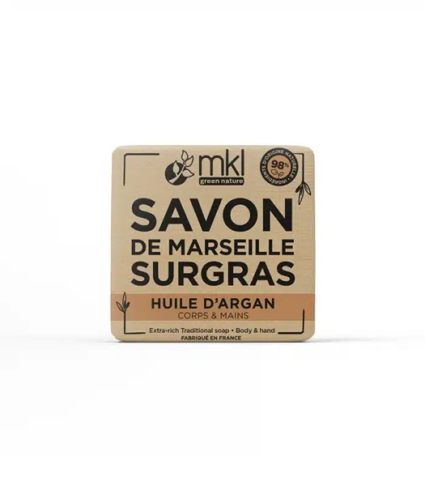 Barre de forme carrée de savon MKL Savon de Marseille Huile d'Argan 100 g de MKL Green Nature. dakar