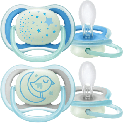 Deux sucettes bébé Philips Avent Sucette Ultra Air Nuit avec Panneau Lumineux 2 Pièces (Age