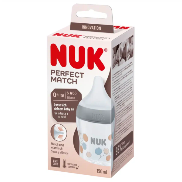 Coffret de Biberon NUK Perfect Match Gris avec tétine souple en silicone