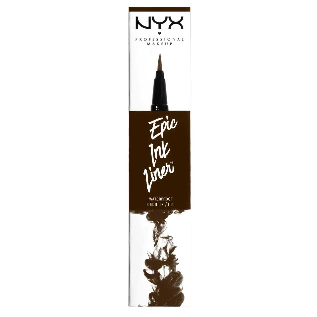 NYX Professional Makeup Eyeliner Liquide à Pointe Flexible 02 Marron Waterproof 1 ml avec capuchon noir et design produit