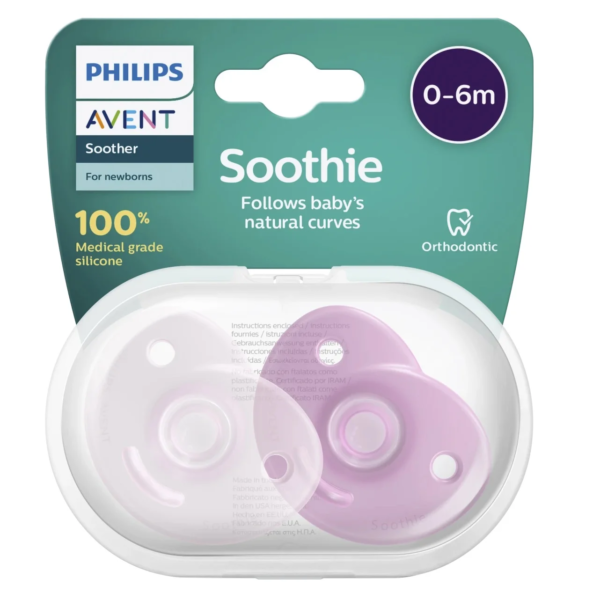 Sucettes Philips Avent Sucette en Silicone Soothie Rose pour nouveau-nés de 0 à 6 mois