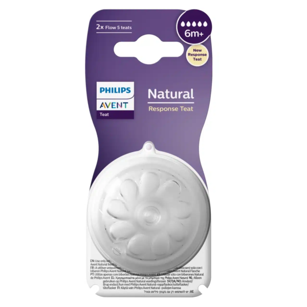 Le Lot de 2 Tétines Natural Débit 5 Bébé 6 MOIS et Plus Philips AVENT