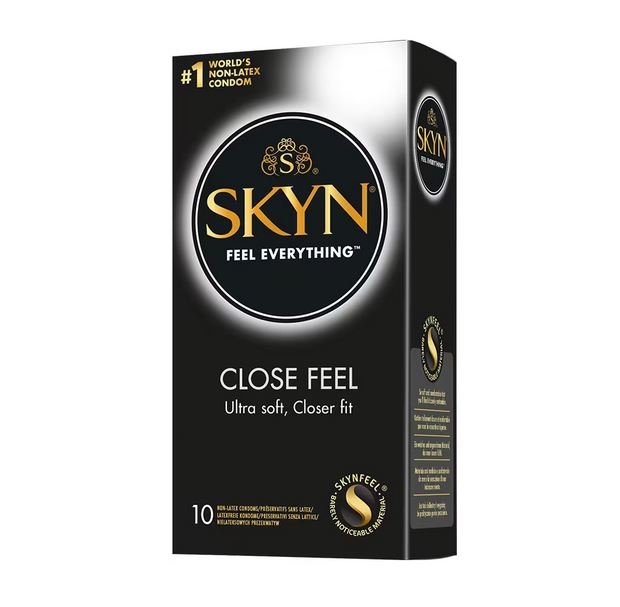 Une boîte de 10 préservatifs Manix Préservatifs Skyn Close Feel Boîte de 10 portant le texte