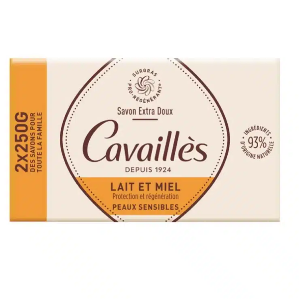 Rogé Cavaillès Savon Extra Doux Lait et Miel Lot de 2 x 250 g