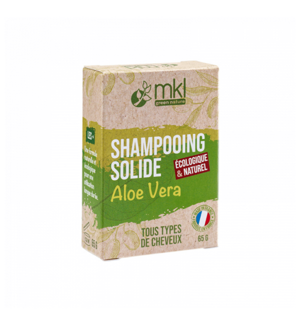 Boite de MKL Shampoing solide Aloe vera - 65g pour tous types de cheveux