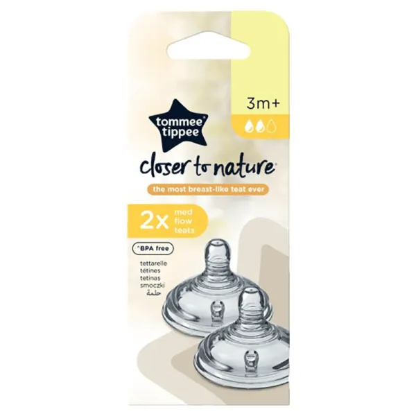 Tommee Tippee 2 Tétines Closer to Nature Débit Moyen