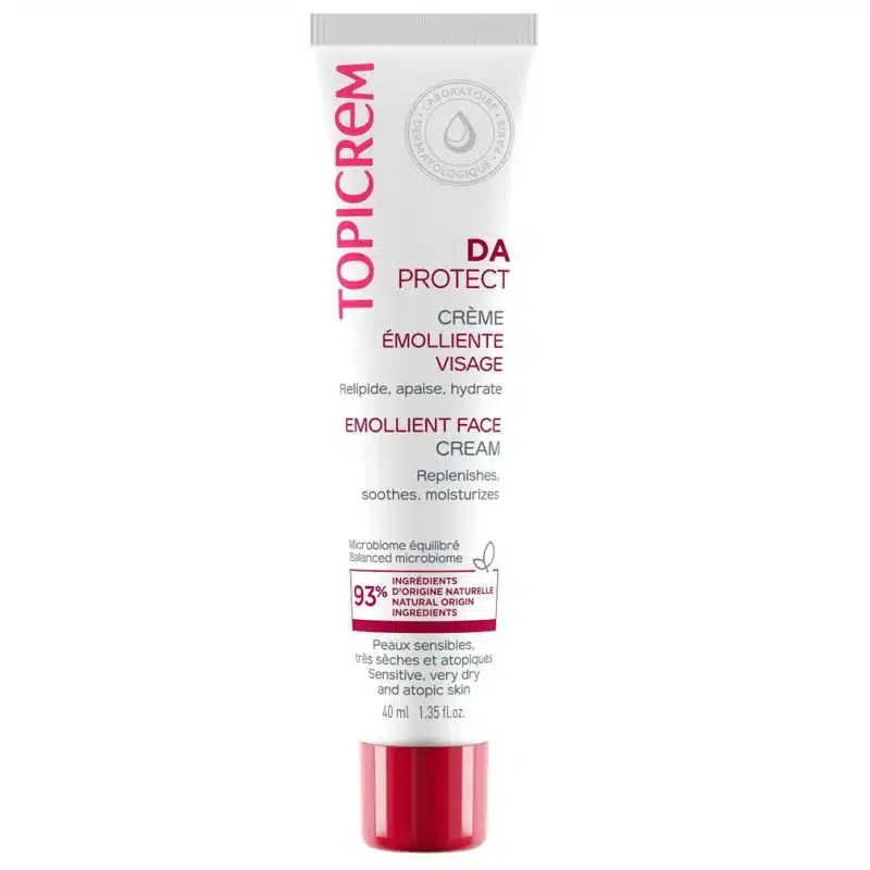 Tube de Topicrem DA PROTECT Crème Émolliente Visage 40 ml aux bienfaits hydratants