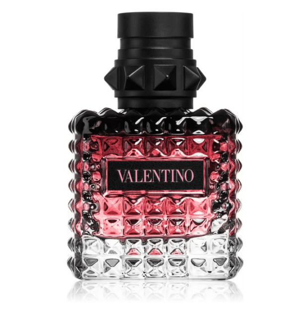 Le flacon d'eau de parfum pour femme Valentino Born In Roma Intense Donna de 30 ml présente un capuchon noir